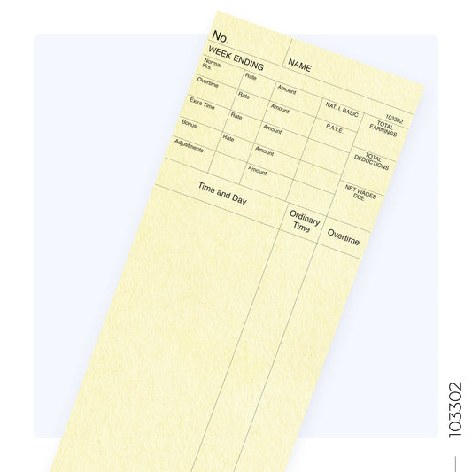 103302 Weekly Clocking Cards (Quantity 1000)