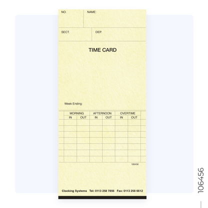 106456 Weekly Clocking Cards (Quantity 1000)