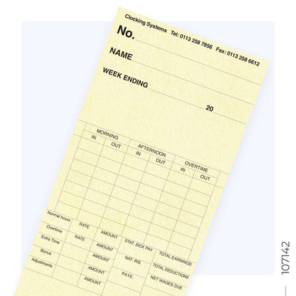 107142 Weekly Clocking Cards (Quantity 1000)