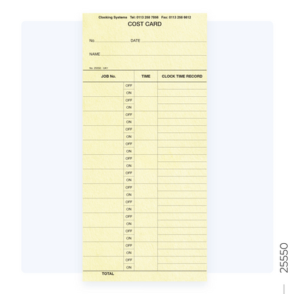 25550 Job Cards for TP300 (Quantity 1000)