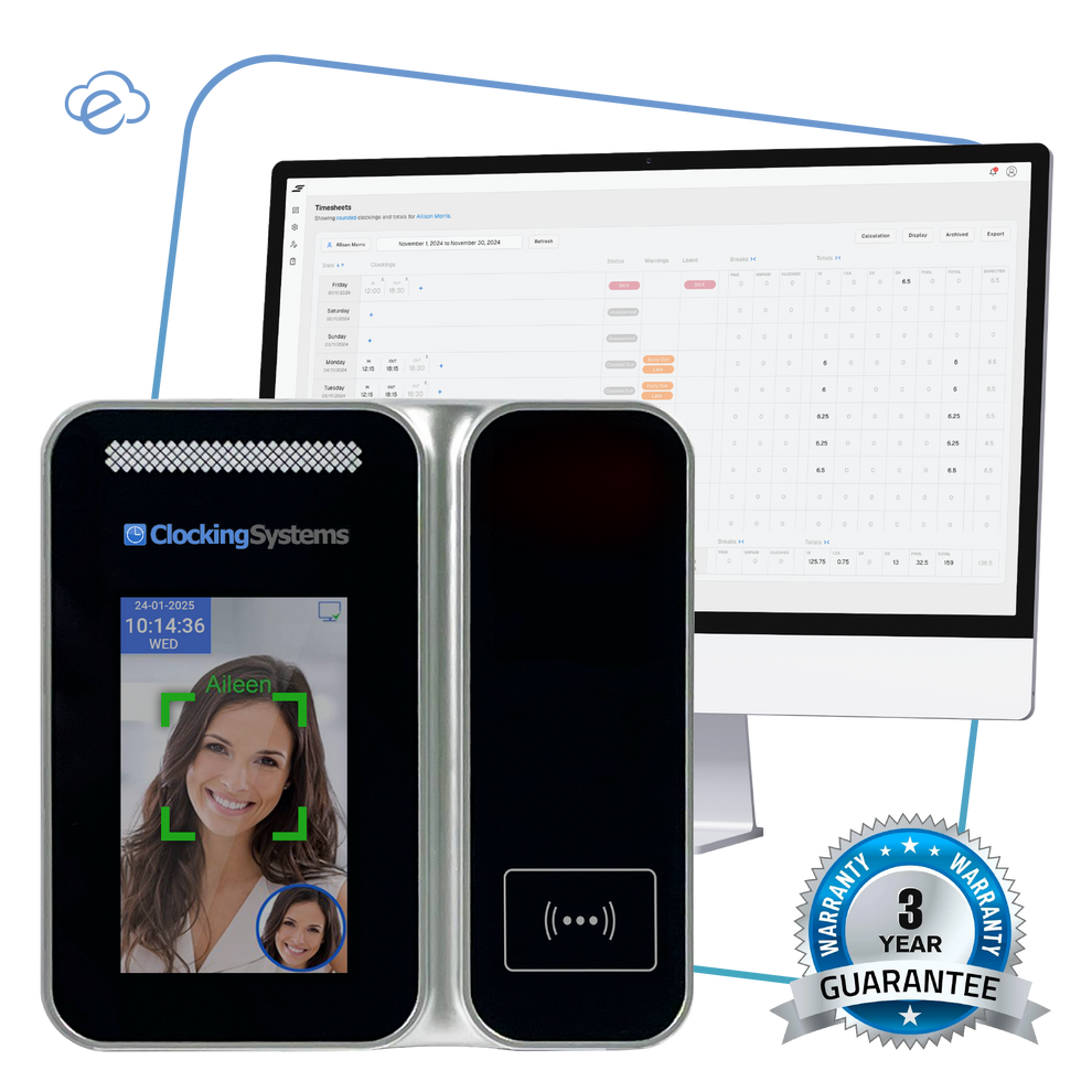 Facial Recognition & Proximity Card / Fob - A124FR – Clocking Systems