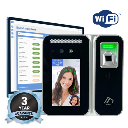 Facial Recognition, Fingerprint & Proximity Card Clocking in Machine + FREE Cloud Software - BioTime