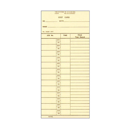 Job time clock card TP300 (Quantity 1000) Ref# 25550 - ClockingSystems