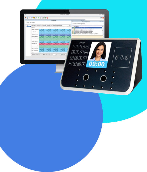 Biometric face reader time clock paired with Cloud based Time attendance software that works on any device with a browser. Workforce management Software also works on desktop, laptop, tablet, and mobile devices 