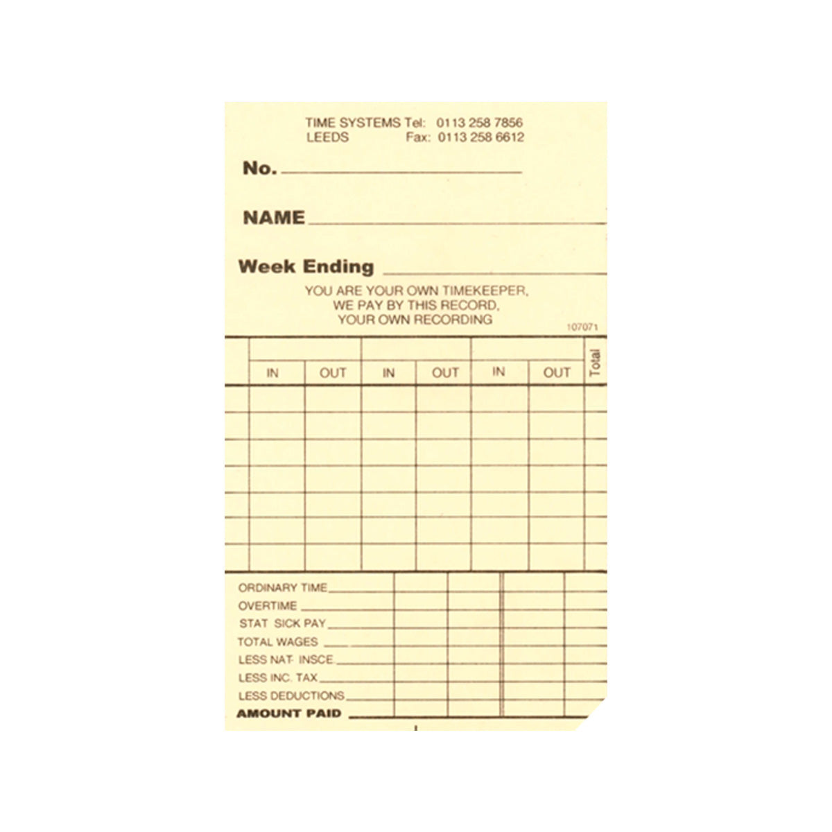 Time Clock Cards