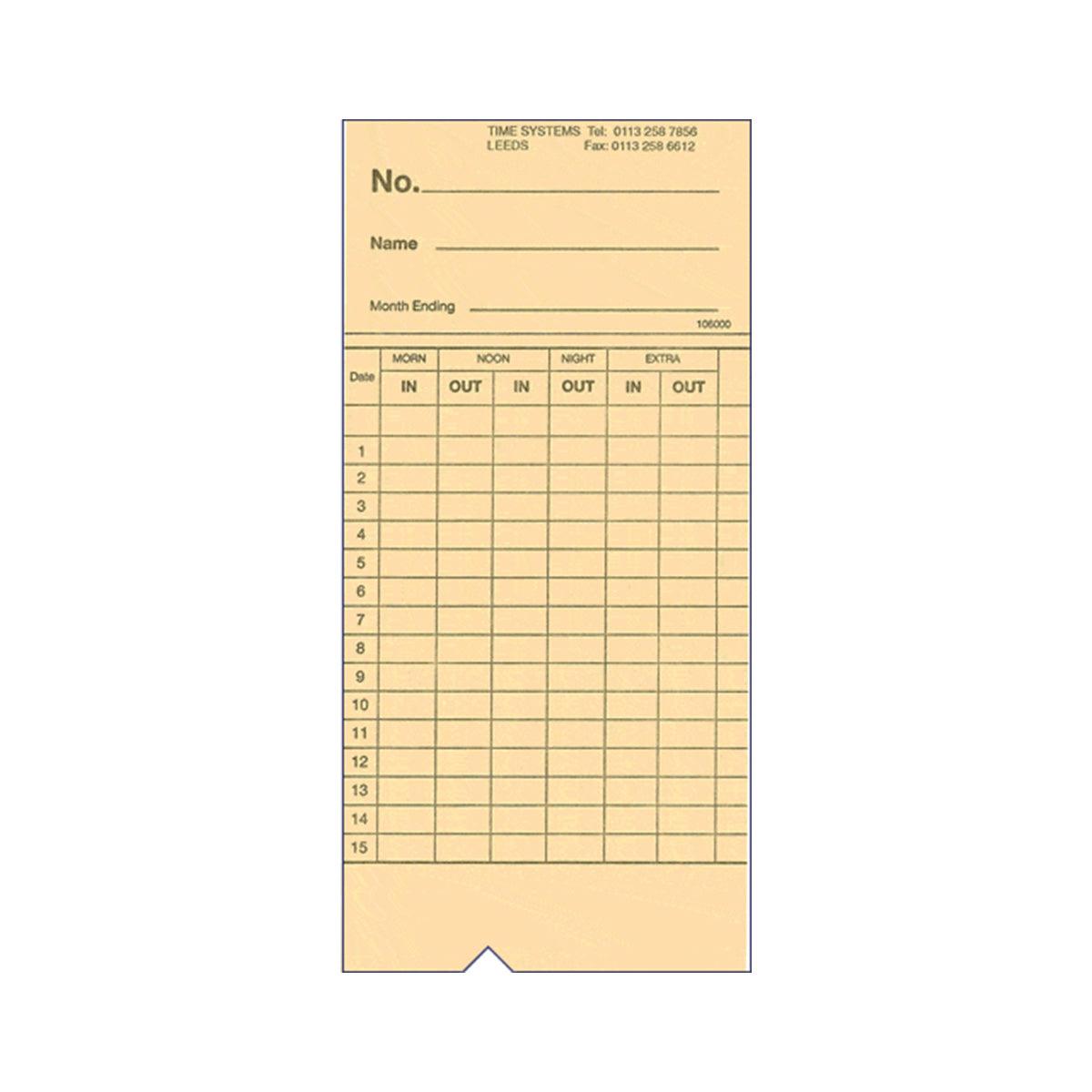 106000 monthly time clock card (Quantity 1000) - ClockingSystems