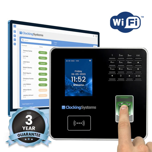 BioTime Fingerprint & Proximity Card Clocking in Machine with Software - Real time "who's in" display included.