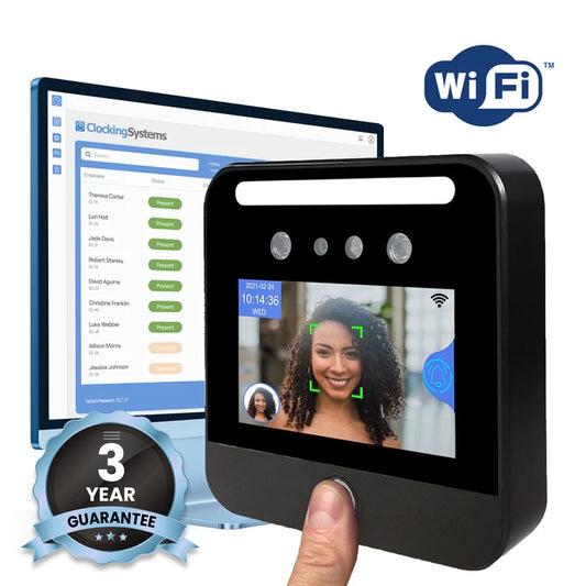 BioTime Multi-Biometric - Facial Recognition, Fingerprint & Proximity Card Clocking in Machine with Software - Real time "who's in" display included.