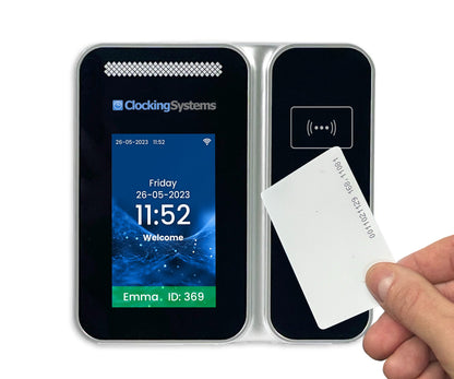 TotalTime RFID Proximity Card or Keyfob Clocking Machine with Software - Real time "who's in" display included.