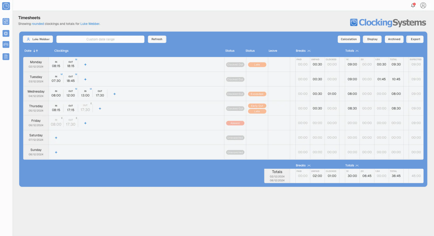 Clocking in Machines with Software – Clocking Systems