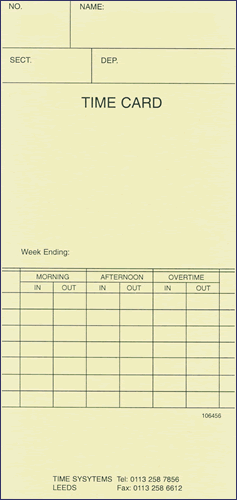 106456 weekly time clock card (Quantity 1000)