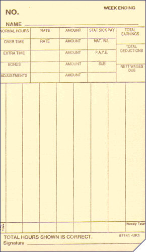 87141 weekly time clock card (Quantity 1000)
